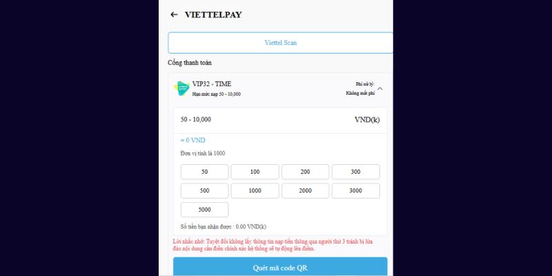 Nạp tiền JUN88 - Thao tác nhanh chóng, tiện lợi 4 Nạp tiền JUN88 thông qua ví điện tử Viettel Pay