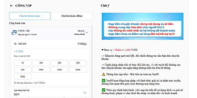 Nạp tiền JUN88 - Thao tác nhanh chóng, tiện lợi 1 Các bước nạp tiền JUN88 qua ngân hàng trực tuyến an toàn